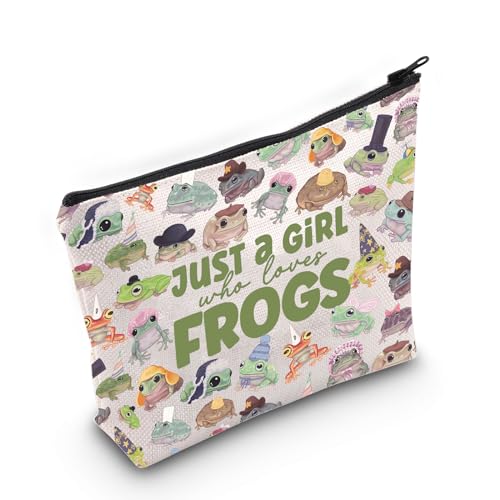 LEVLO Kosmetiktasche mit lustigem Frosch, Tierliebhaber, Geschenk für Mädchen, das Frösche liebt, mit Reißverschluss, Geschenk für Frauen und Mädchen, Frösche volle Tasche, Kosmetiktasche von LEVLO