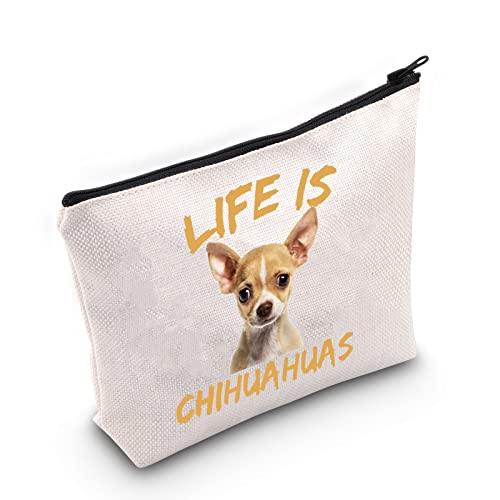 LEVLO Lustige Chihuahua-Kosmetiktasche, Chihuahua-Liebhaber, Geschenk für das Leben ist Chihuahuas, Make-up-Tasche mit Reißverschluss für Frauen und Mädchen, Life is Chihuahuas von LEVLO