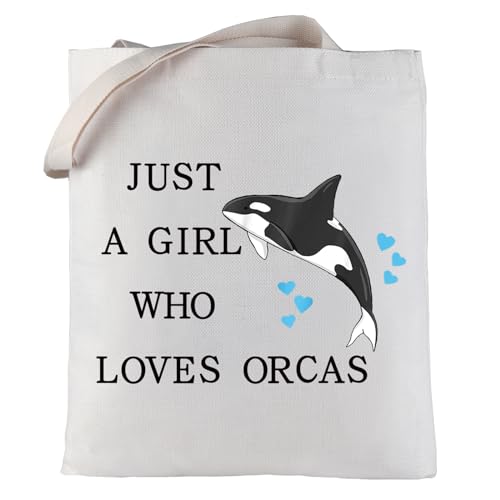 LEVLO Lustige Killerwal Kosmetiktasche Tierliebhaber Geschenk Just A Girl Who Loves Orcas Make-up Reißverschlusstasche Tasche Orca Wal Liebhaber Geschenk für Frauen Mädchen von LEVLO
