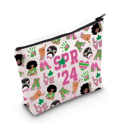 LEVLO Sorority Reise-Reißverschlusstasche SPR'24 Make-up-Tasche, hübsches Geschenk für Damen, Rosa und Grün, SPR'24 rosa grün, Für den täglichen Gebrauch von LEVLO