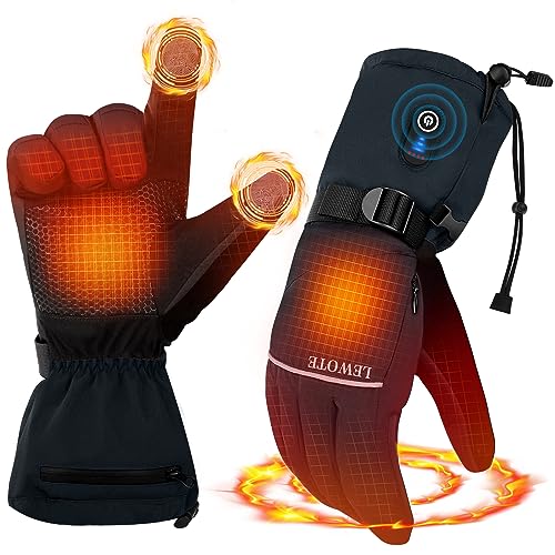 LEWOTE Beheizte Handschuhe, Skihandschuhe, elektrisch, wiederaufladbar, beheizt, Touchscreen, wasserdicht und winddicht, für Wintersport (XL-X L-OD) von LEWOTE