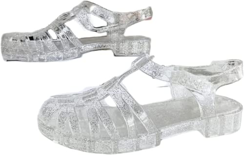 Gummi-Damensandalen,Unisex Kunststoff Sandalen,Damen Klassische transparente Schnallenschuhe,Gummistiefel aus Kunststoff Kristall-Strandschuhe (Sandalen1,37EU) von LEXAHO