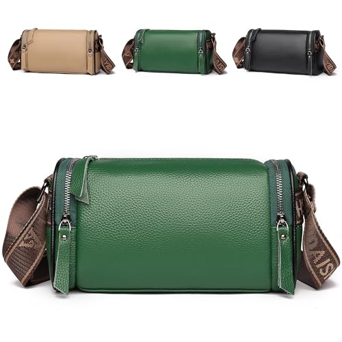 LEcylankEr Umhängetasche Damen aus Echtes Leder Kleine Crossbody Bag mit Breiter Gurt für Damen Modische Leder Damen-Umhängetaschen Geschenke für Frauen (B-Grün) von LEcylankEr