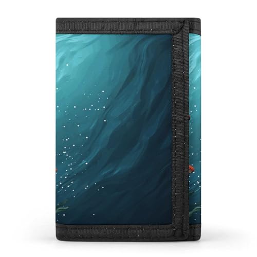 LFDSYEOQ Dusk Tropical Beach Palm Kleine Geldbörse für Damen und Herren, dreifach gefaltete Geldbörsen, Kreditkartenhalter, Clutch-Geldbörsen für Damen, Fisch-Aquarium, Einheitsgröße, Casual von LFDSYEOQ
