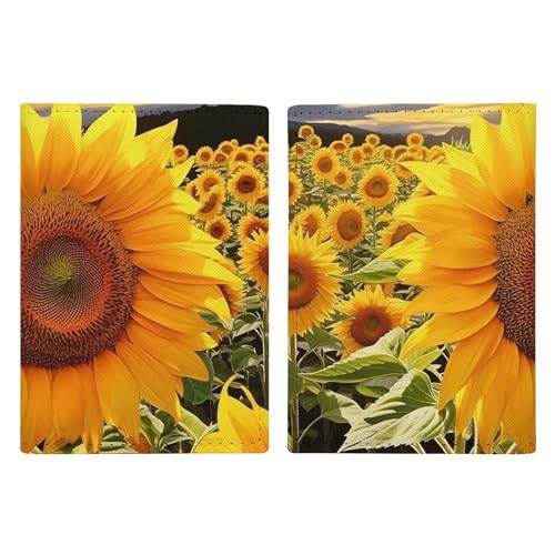 LFDSYEOQ Reisepasshülle aus Leder, Sonnenblumen, Zeichnen, Reisedokumente, Organizer, Schutz mit Kreditkartenfächern für Damen/Herren, Sonnenblumen-Zeichnung, 20.3x13.8cm von LFDSYEOQ