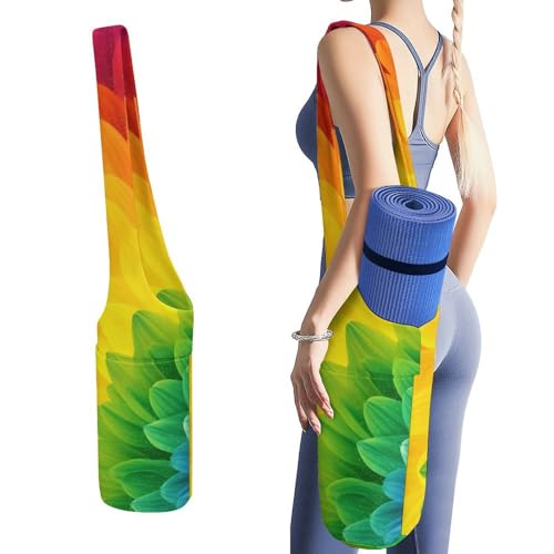 LFDSYEOQ Yogamatten-Tasche, Sonnenblumen-Regenbogen, lange Aufbewahrungstasche mit Taschen für mehr Yoga-Zubehör, passend für die meisten Matten. von LFDSYEOQ