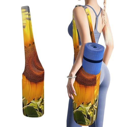 LFDSYEOQ Yogamatten-Tasche mit Sonnenblumen, lange Aufbewahrungstasche mit Taschen, hält mehr Yoga-Zubehör, passend für die meisten Matten. von LFDSYEOQ