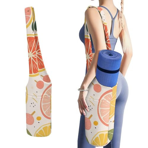 LFDSYEOQ Yogamatten-Tasche mit buntem Obstdruck, lange Aufbewahrungstasche mit Taschen für mehr Yoga-Zubehör, passend für die meisten Matten. von LFDSYEOQ