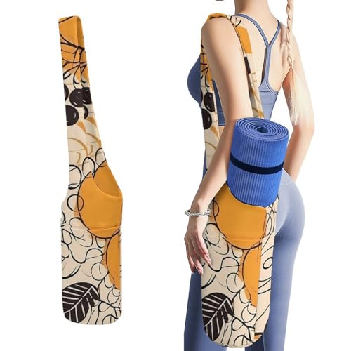 LFDSYEOQ Yogamatten-Tasche mit gelbem Muster, lange Aufbewahrungstasche mit Taschen für mehr Yoga-Zubehör, passend für die meisten Matten. von LFDSYEOQ