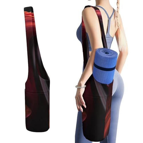 LFDSYEOQ Yogamatten-Tasche mit rotem Muster, lange Aufbewahrungstasche mit Taschen für mehr Yoga-Zubehör, passend für die meisten Matten. von LFDSYEOQ