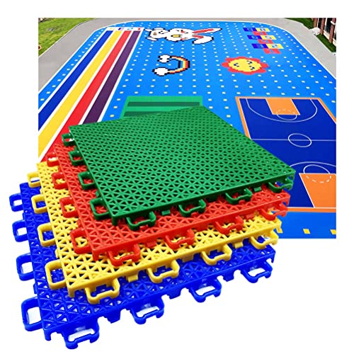 Bodenfliesen 25 cm modulare ineinandergreifende Sportbodenfliesen, wetterfester Sportboden für den Außenbereich mit Abflusslöchern, für Kindergartenspielplätze von LGChobby