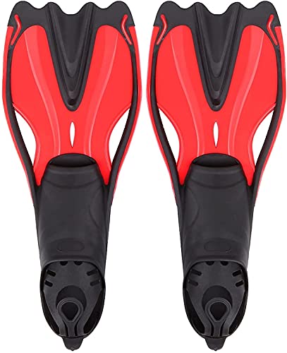 Schwimmtrainingsflossen Erwachsene Tauchflossen Vollfuß-Tauchflossen Close Heel Trainingsflossen Fußtaschenflossen Männer Frauen Tauchen Schwimmschuhe (Farbe: Rot, Größe: XS-S) von LGChobby