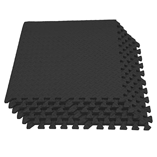 LGODDYS 6 Stücks Schwarz Sports Bodenschutzmatte Set 60x60x1.2cm Schutzmatten Boden Matten für Home Gym Fitnessgerät Workout Fitnessmatte Turnmatte von LGODDYS