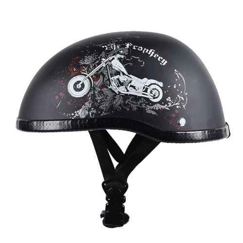 Halbhelme Motorrad, Deutsch Helm Halboffenen Vintage Öffnen Motorradhelm, Ece Zertifiziert Herren Damen Herausnehmbares Atmungsaktives Futter, Für Besseren Fahrschutz B,XL=(61-62CM) von LHBM