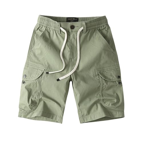 LHEZXS Herren Shorts Summer Draw String Casual Shorts Herren Trendy Overalls Multipocket-Schnürshorts- Grün-2Xl von LHEZXS