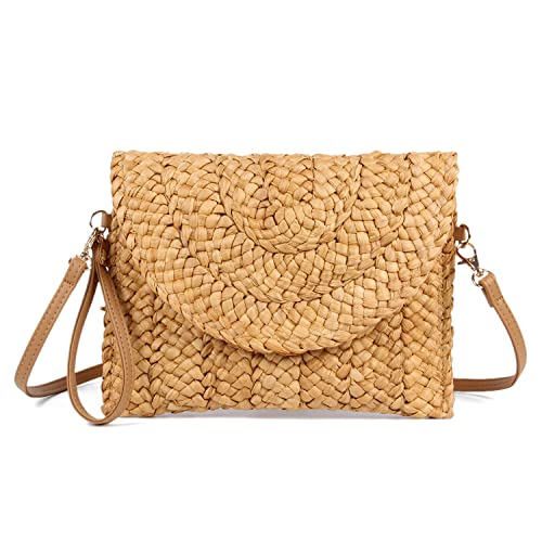 LHHMZ Damen Stroh Clutch Geldbörse Sommer Handtaschen Umhängetaschen aus gewebtem Stroh Strand Clutch Geldbörse von LHHMZ