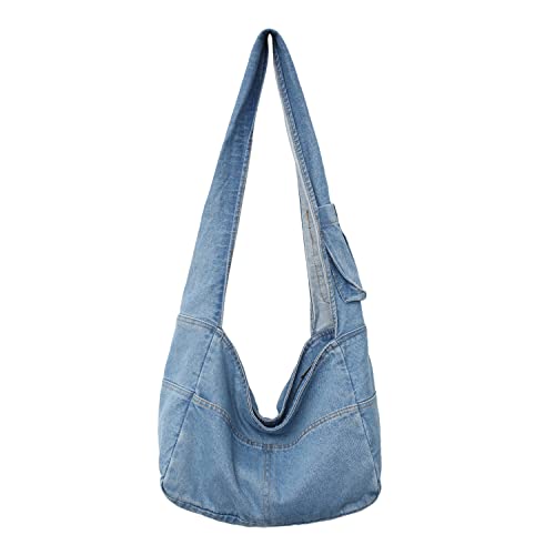 LHHMZ Denim Hobo Taschen für Damen Retro Jeans Umhängetasche Lässige Jean Tote Handtaschen Umhängetasche für Damen von LHHMZ