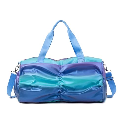 Reisetasche Colorful Women Gym Bag Travel Fitness Bags for Shoes Outdoor Shoulder Sports Student Bag Daily Dry Wet Handbags (Color : Blue) von LHSJYG
