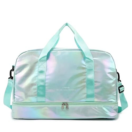 Reisetasche Damen-Reisetasche, große Kapazität, Handtasche, Umhängetasche, lässige Umhängetasche, Gepäcktasche, Trocken- und Nasstrennung, Sport- und Fitnesstasche (Color : Green) von LHSJYG