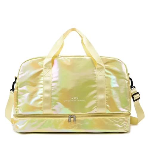 Reisetasche Damen-Reisetasche, große Kapazität, Handtasche, Umhängetasche, lässige Umhängetasche, Gepäcktasche, Trocken- und Nasstrennung, Sport- und Fitnesstasche (Color : Yellow) von LHSJYG
