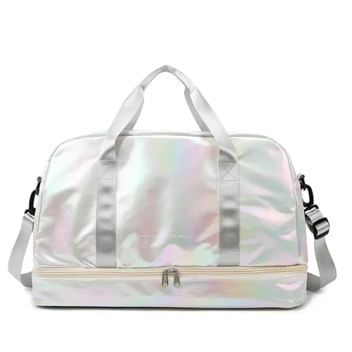 Reisetasche Large Capacity Travel Bags Waterproof Tote Handbag Travel Women Bags Women Yoga Fitness Bags with Shoe Compartment (Color : White) von LHSJYG