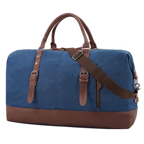 Reisetasche Weekender Bag Travel Man Große Kapazität Reisetasche Casual Canvas Gepäck Outdoor Travel Male Tote Bag (Color : Blue) von LHSJYG