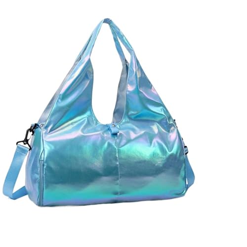 Reisetasche Women Gym Satchel Bag Large Capacity Pearlescent Sports Storage Bag Waterproof Multipocket Dry Wet Separation Outdoor Simple Bag (Color : Blue) von LHSJYG