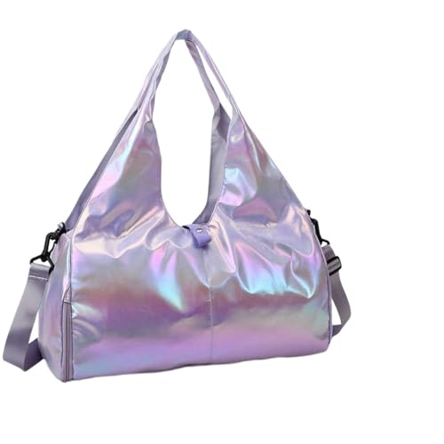Reisetasche Women Gym Satchel Bag Large Capacity Pearlescent Sports Storage Bag Waterproof Multipocket Dry Wet Separation Outdoor Simple Bag (Color : Purple) von LHSJYG