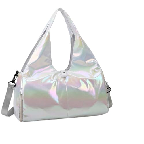 Reisetasche Women Gym Satchel Bag Large Capacity Pearlescent Sports Storage Bag Waterproof Multipocket Dry Wet Separation Outdoor Simple Bag (Color : White) von LHSJYG