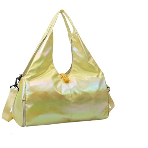 Reisetasche Women Gym Satchel Bag Large Capacity Pearlescent Sports Storage Bag Waterproof Multipocket Dry Wet Separation Outdoor Simple Bag (Color : Yellow) von LHSJYG