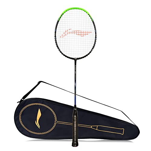 Li-Ning G-Force Superlite 3500 Badmintonschläger aus Carbonfaser, besaitet, inkl. vollständiger Abdeckung, Schwarz/Grün von LI-NING