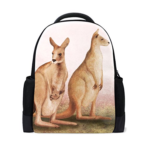 LIANCHENYI Niedlicher Tier-Familie von Känguru Custom Casual Rucksack Schultasche Reiserucksack Tagesrucksack von LIANCHENYI