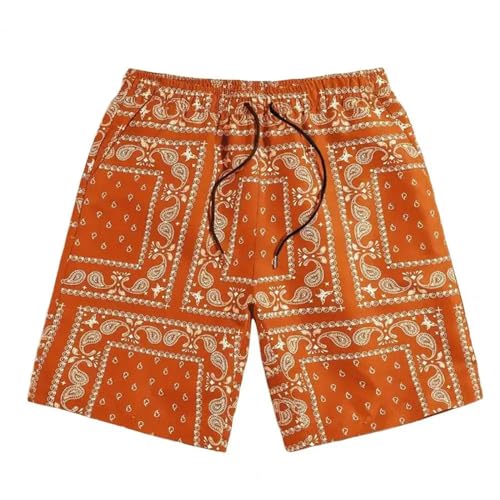 LIANDUN Shorts Herren Elastische Verstellbare Kurzschlüsse Herren Sommersportshorts Mit Elastischer Kordelstring Taille-orange-m von LIANDUN