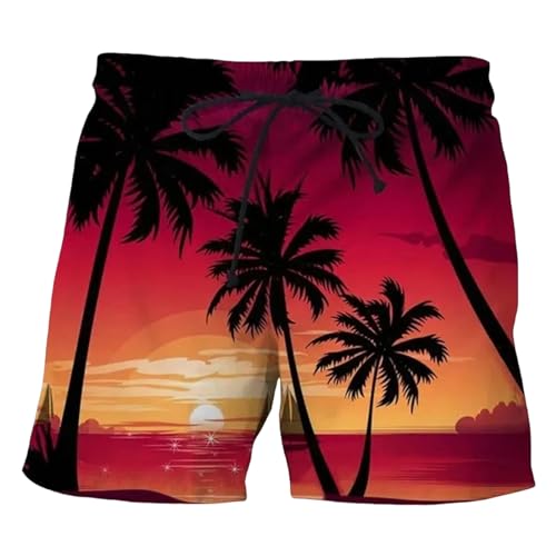LIANDUN Shorts Herren Kokosnussbaum Hawaiian Beach Shorts Drucken Sommer Männer Lässige Schwimmshorts Hoch Elastisch-a-m von LIANDUN