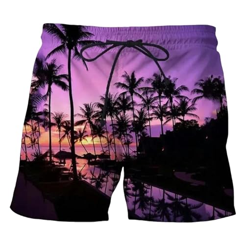 LIANDUN Shorts Herren Kokosnussbaum Hawaiian Beach Shorts Drucken Sommer Männer Lässige Schwimmshorts Hoch Elastisch-b-m von LIANDUN