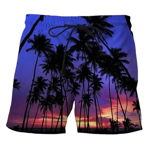 LIANDUN Shorts Herren Kokosnussbaum Hawaiian Beach Shorts Drucken Sommer Männer Lässige Schwimmshorts Hoch Elastisch-c-m von LIANDUN