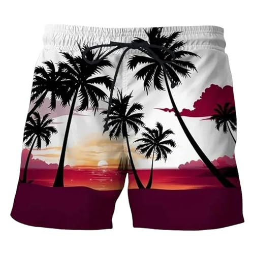 LIANDUN Shorts Herren Kokosnussbaum Hawaiian Beach Shorts Drucken Sommer Männer Lässige Schwimmshorts Hoch Elastisch-d-100 (4t) von LIANDUN