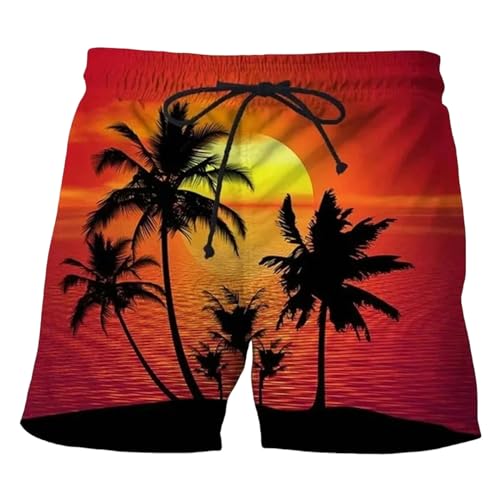 LIANDUN Shorts Herren Kokosnussbaum Hawaiian Beach Shorts Drucken Sommer Männer Lässige Schwimmshorts Hoch Elastisch-f-4xl von LIANDUN