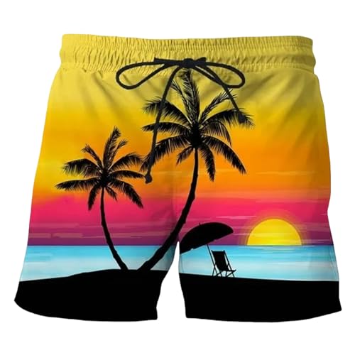 LIANDUN Shorts Herren Kokosnussbaum Hawaiian Beach Shorts Drucken Sommer Männer Lässige Schwimmshorts Hoch Elastisch-g-XXXL von LIANDUN