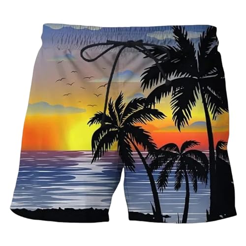 LIANDUN Shorts Herren Kokosnussbaum Hawaiian Beach Shorts Drucken Sommer Männer Lässige Schwimmshorts Hoch Elastisch-h-XL von LIANDUN