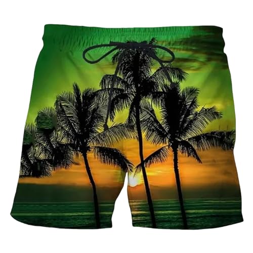 LIANDUN Shorts Herren Kokosnussbaum Hawaiian Beach Shorts Drucken Sommer Männer Lässige Schwimmshorts Hoch Elastisch-j-m von LIANDUN