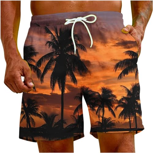 LIANDUN Shorts Herren Sommer Mode Herren Beach Shorts Kokosnussbaumdruck Hawaii Holiday Party Lässig-h-130 (7t-8t) von LIANDUN
