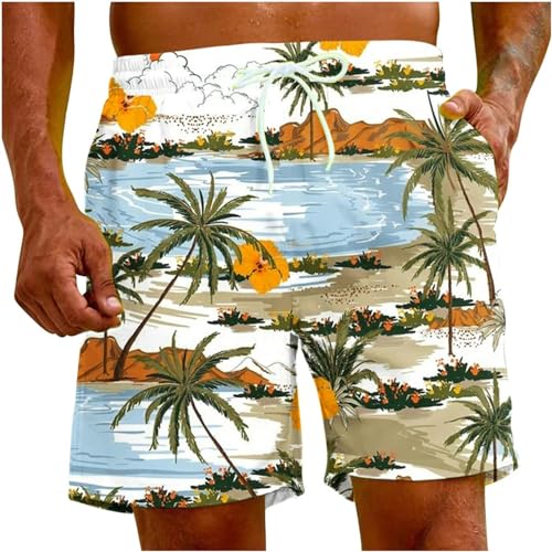 LIANDUN Shorts Herren Sommer Mode Herren Beach Shorts Kokosnussbaumdruck Hawaii Holiday Party Lässig-k-m von LIANDUN