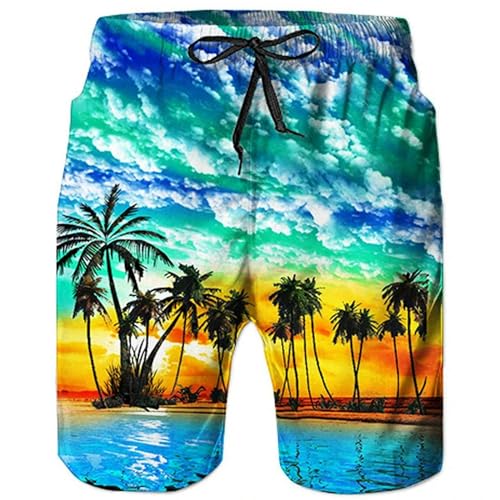 LIANDUN Shorts Herren Strandshorts Männer Lässig Tropische Tafel Shorts Gedruckt Badeanzug Fashion Holiday Surf Swim Trunks-ich-120 (6t) von LIANDUN