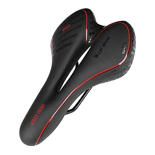 LIANYG Fahrradsattel Stoßabsorbierende Hohl Fahrrad-Sattel-Anti-Rutsch-Extra Soft Mountain Bike-Sattel MTB Rennrad Sitzfahrradzubehör 664 (Color : Red with Clamp) von LIANYG