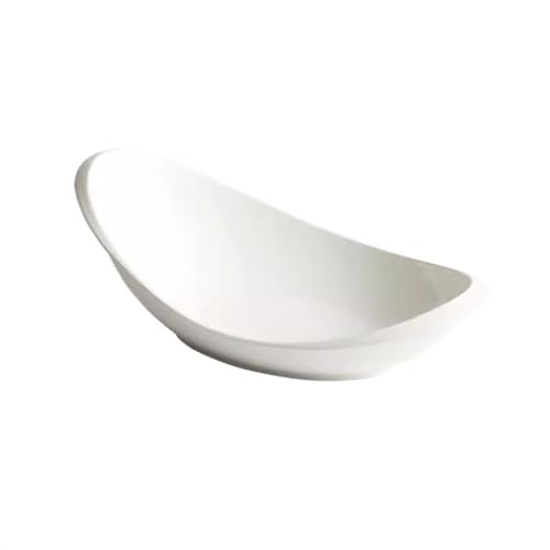 LIBANGRONG-888 Speiseteller-Set Weiß geformter, ovaler Speiseteller mit Premium-Gefühl, Hotel- und Restaurantgeschirr, kreativer weißer Keramikteller Kreative Keramikplatte (Size : 11.5 inch) von LIBANGRONG-888