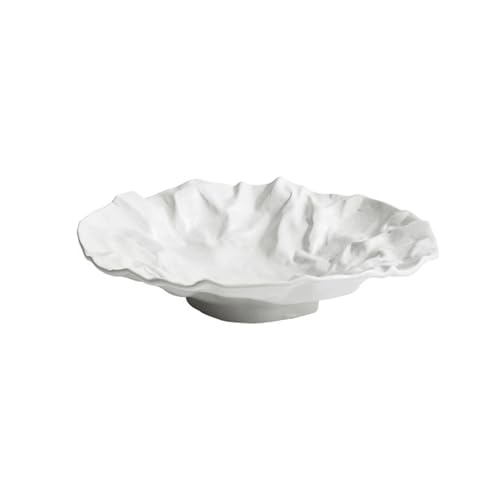 Speiseteller-Set Klappbarer tiefer Teller aus Keramik, einfarbiges Geschirr, Obstteller, Salatteller, Haushaltsgeschirr aus Keramikqualität Kreative Keramikplatte ( Color : White , Size : 9inch ) von LIBANGRONG-888