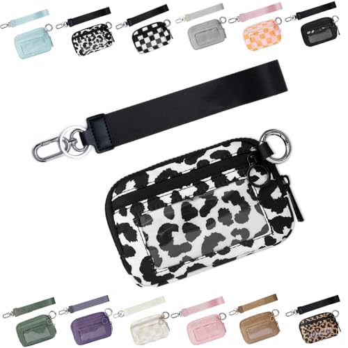 The Iris 'Wallet 2nd Gen, The Iris Pouch Wristlet, Zip Card Case mit ID-Fenster, Women 's Waterproof Nylon Keychain Wallet, The Iris' Card Wallet Keychain Wallet (Patrón de vaca,Einheitsgröße) von LIBIQI