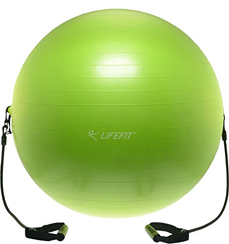 LIFEFIT Unisex-Adult Balance Gymnastikball mit Expandern Ball, Hellgrün, 55 cm von LIFEFIT
