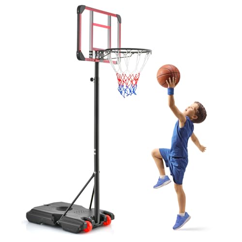 LIFEZEAL Mobiler Basketballständer mit Ständer, Basketballkorb 155-210 cm Höhenverstellbar, Basketballanlage Korbanlage mit Basis für Kinder von LIFEZEAL